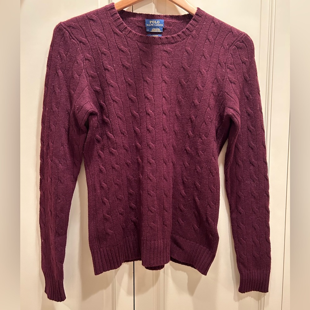 Ralph Lauren Cashmere Cable Knit Burgundy Sweater